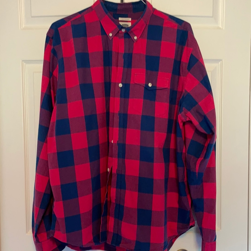 Dark Pink & blue causal long sleeve button down